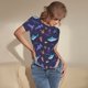 thumbnail image 3 of Balery Party Shark Cute Body de cuello redondo de manga corta para mujer Tops de manga corta Tops básicos-Large, 3 of 7