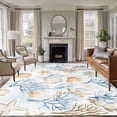 thumbnail image 3 of Coastal Ocean 8x10 Area Rug for Living Room Sectional Sofa, Blue Yellow Coral Shell Starfish Marine Life Washable Non Slip Large Rectangle Area Rug, 3 of 9