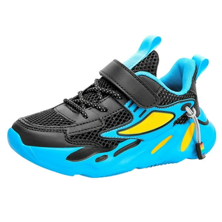 Quealent Toddler Sneakers Boys Girls Lightweight Breathable Strap Athletic Running Shoes for Little Kids (Blue 9.5 Years)