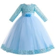 thumbnail image 3 of YOUYEDIAN Princess Lace Long Sleeve Lilac Irregular Girls Pageant Dresses Kids Prom Puffy Tulle Ball Gown Girl Dress For Party Sky Blue 11-12 Years, 3 of 6