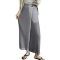 thumbnail image 2 of PNTUTB Women's Solid Color Lightweight Breathable Casual Loose Comfortable Button Up Wide Leg Pants with Pockets, 2 of 6
