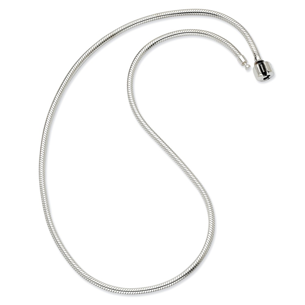 White Sterling Silver necklace Beaded 16 in 2 mm Reflections Hinged Clasp Bead