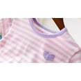 thumbnail image 3 of ContiKids Toddler Girls Casual Striped with Heart Shape Tee Shirts Short Sleeve Roundneck T-Shirts Pink 5-6 Years, 3 of 5