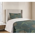 thumbnail image 4 of Ambesonne Folk Art Quilted Bedspread Set 2 Pcs, Eastern Ethnic Forms Motif, Twin Size, Ivory Teal and Tan, 4 of 6