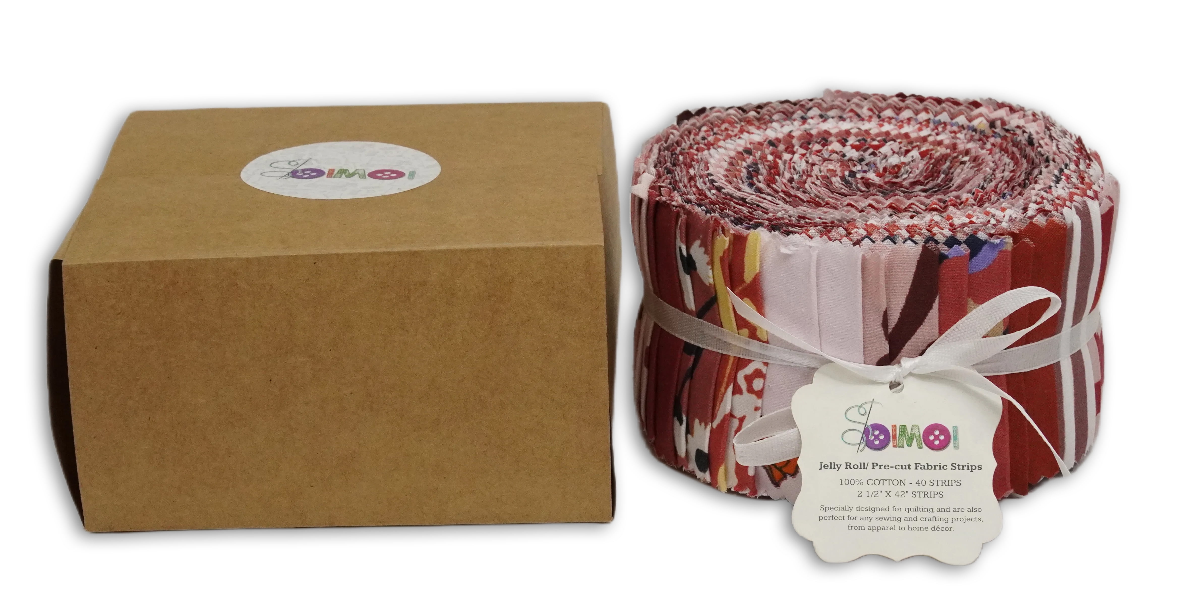 Soimoi 40Pcs Florals Print Cotton Precut Fabrics for Quilting Craft Strips 2.5 x 42 inches Jelly Roll