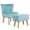 Green, variant on Costway Leisure Chair and Ottoman Thick Padded Button Tufted Sofa Set w/ Wood Legs Blue