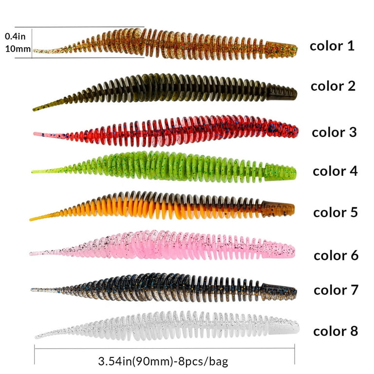 THKFISH Soft Plastic Fishing Lures Plastic Worms for Fishing Lures for Bass  Bellow Stick Baits Small Fishing Lures 3.54 (1/8oz) Color 3-8PCS 