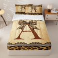 thumbnail image 2 of Homewish Brown Initial A Kids Zipper Twin Comforter Sets with Fitted Sheet and 2 Pillowcases, Leopard Print Bowknot Zipper Bedding Set, Reversible, 4-Piece, 2 of 6