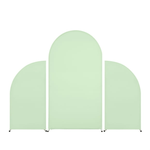 Set of 3 Wedding Arch Cover Spandex Fitted Wedding Arch Stand Covers for Round Top Chiara Arch Backdrop Stands Cover for Birthday Party Ceremony Banquet Decoration 5ft+7.2ft+5ft Light Green