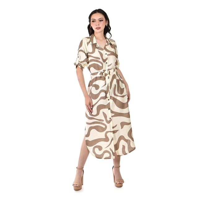 Vestido largo estampado Roman Fashion /Juvenil, 1765 (Beige) beige G