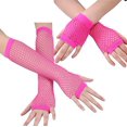 thumbnail image 2 of 1 Paire de Gants Courts en Résille - Rose, 2 of 4