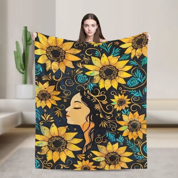 Sunflower Gifts for Women, Sunflower Blanket Positive Healing Throw Blanket, Christmas Birthday Gift for Women Blanket Soft Cozy Flannel Sunflower Decorations Blanket Mother's Day 50x40