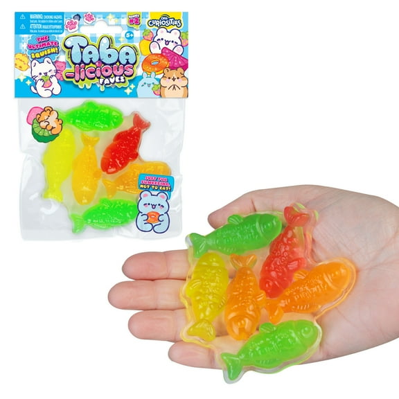 ORB Tabalicious Candy Faves TABA Squishy Gummy Fish - Soft, Sticky Play Food Candy TABA Squishies to Squish and Squeeze - Fun Stress Relief - Kawaii Sensory Fidget Toys and Gifts for Kids and Adults