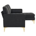 thumbnail image 6 of 85.8" 3-Seat Sectional Couch, Burlap Sectional Sofa with Chaise Lounge and 5.9" Thick Soft Cushion, Modern L-Shaped Couch for Living Room, Office, Black, 6 of 8