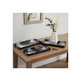 thumbnail image 2 of Trays for House, Bed, or Coffee Table Decor - Artistic Metal Trays with Splatter Design for Centerpiece Table Decorations - Perfect for Jewelries and Trinkets - Set of 3, 25", 22", 18", Black & White, 2 of 11