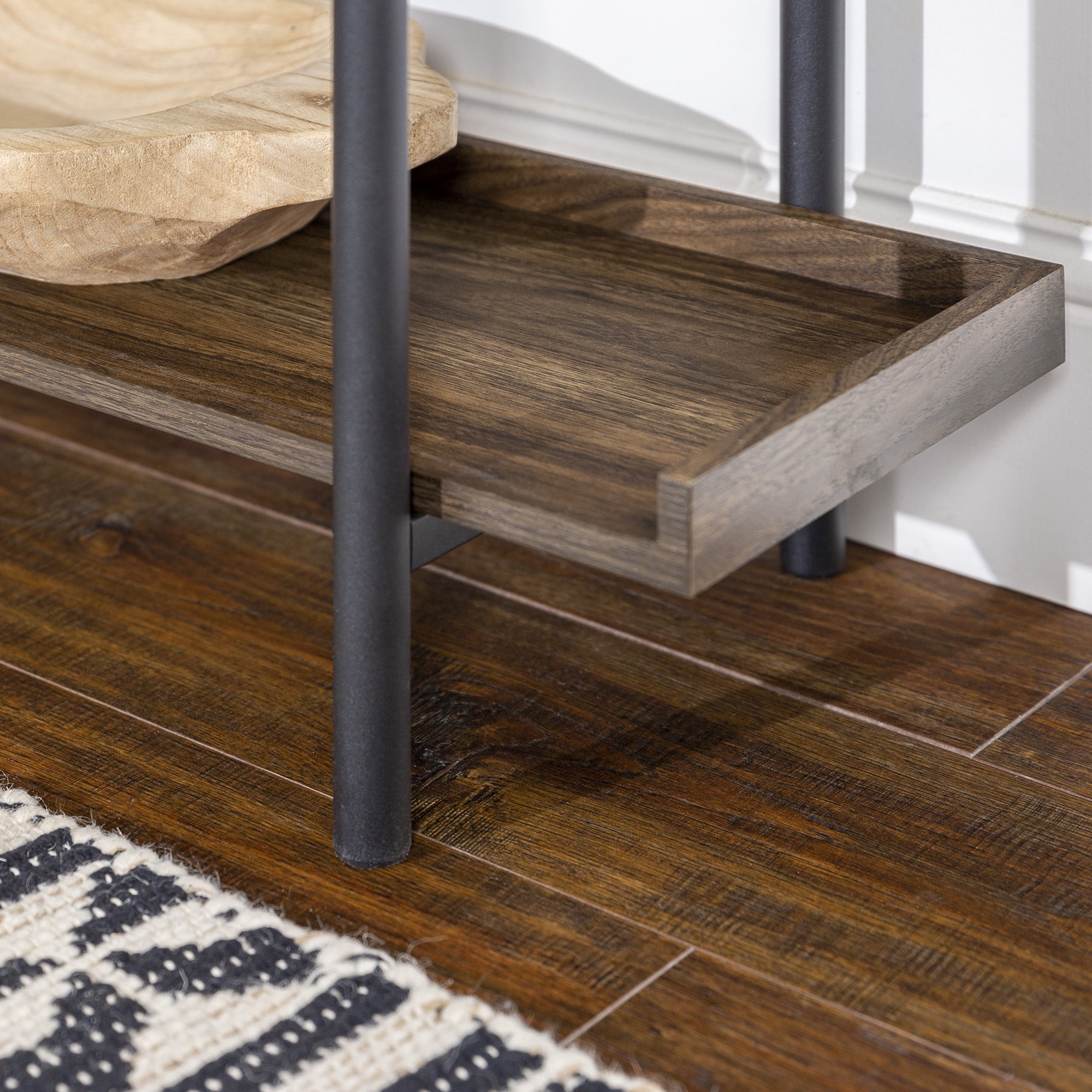 Woven Paths Urban Pipe Rustic Industrial Bookshelf, Dark Walnut