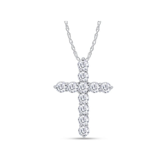AFFY 3.50CT Moissanite Diamond Cross Pendant Necklace for Women Men 14K White Gold over Sterling Silver