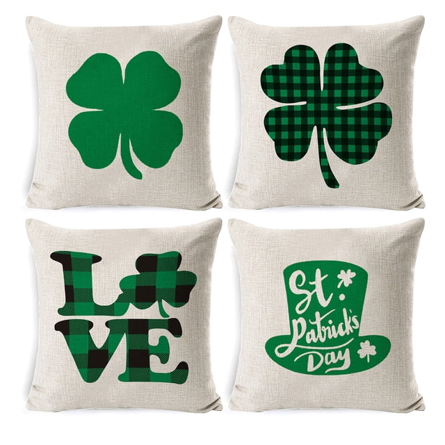 Fiudx 4 fundas decorativas para el hogar fundas de almohada para el día de San Patricio