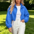 thumbnail image 4 of Kilaqueen Cropped Windbreaker Jacket for Women, Stand Collar Full Zip Long Sleeve Lightweight Coat with Drawstring Hem for Running, Travel and Streetwear, 4 of 8