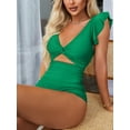 thumbnail image 4 of Charmo Ruffled One Piece Swimsuit for Women High Cut Bathing Suits Backless Monokini Swimwear, 4 of 5