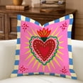 thumbnail image 4 of Mexican Folk Art Linen Pillowcase, Vibrant Tropical Bird Art, Colorful Sacred Heart Throw Pillow, Cactus Toucan Parrot Maximalist Home Decor, 4 of 8
