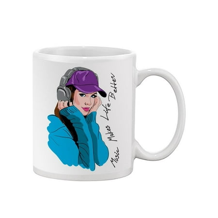 

Girl In Cap And Headphones Mug -Image by Shutterstock