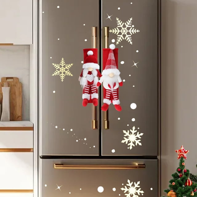 Christmas Decoration Christmas Faceless Old Man Fridge Protector Set Of Microwave Oven Handle Gloves Decoration
