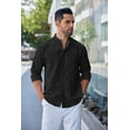 thumbnail image 4 of COOFANDY Mens Band Collar Dress Shirt Oxford Casual Shirt Untucked Button Down Shirt, 4 of 6