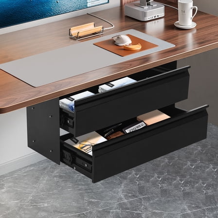 2 Layer Steel Under Desk Drawer Slide Out Dual Tier Under Desk Drawer Organizer