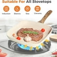 thumbnail image 2 of Casabay 3-Piece Nonstick Square Grill Pan Set, Ergonomic Handle Skillet Set for Daily Cooking, Compatible with Gas & Induction Stovetops, Beige, 2 of 8