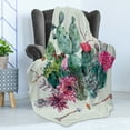 thumbnail image 4 of Cactus Soft Flannel Fleece Throw Blanket, Spring Garden Boho Style Bouquet of Thorny Plants Blossoms Arrows Feathers, Cozy Plush for Indoor and Outdoor Use, 50" x 70", Multicolor, by Ambesonne, 4 of 5