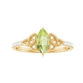 thumbnail image 4 of Rosec Jewels Solitaire Peridot Celtic Knot Ring with Diamond (4X8 mm, AAA Quality), 10K Yellow Gold, US 3.00, 4 of 8