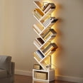 thumbnail image 3 of Casacomoda 8 Tier Tree Bookshelf, Bookcase with LED Lights, Display Floor Standing Storage Shelf, Book Organizer Shelves for Home Office, Living Room, White, 3 of 7