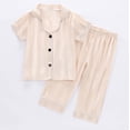 thumbnail image 4 of mgoYE Silk Satin Pajamas Set 5-6 Years Girls 2 Piece Pj Sets Short Sleeve Sleepwear Soft Button Loungewear for Kids Yellow, 4 of 4