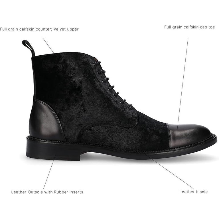 Taft Black Velvet and Leather Cap-Toe Derby Shoes The Jack Shoe - Tux Shoes | TAFT main image 3