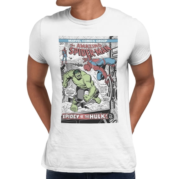 Marvel Spider-Man VS The Hulk Men's T Shirt (White, S-3XL)