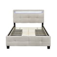 thumbnail image 4 of Harper & Bright Designs Full Size Upholstered Platform Bed with LED Lights and 4 Drawers, Linen Fabric Bed with Tufted Headboard, Beige, 4 of 16