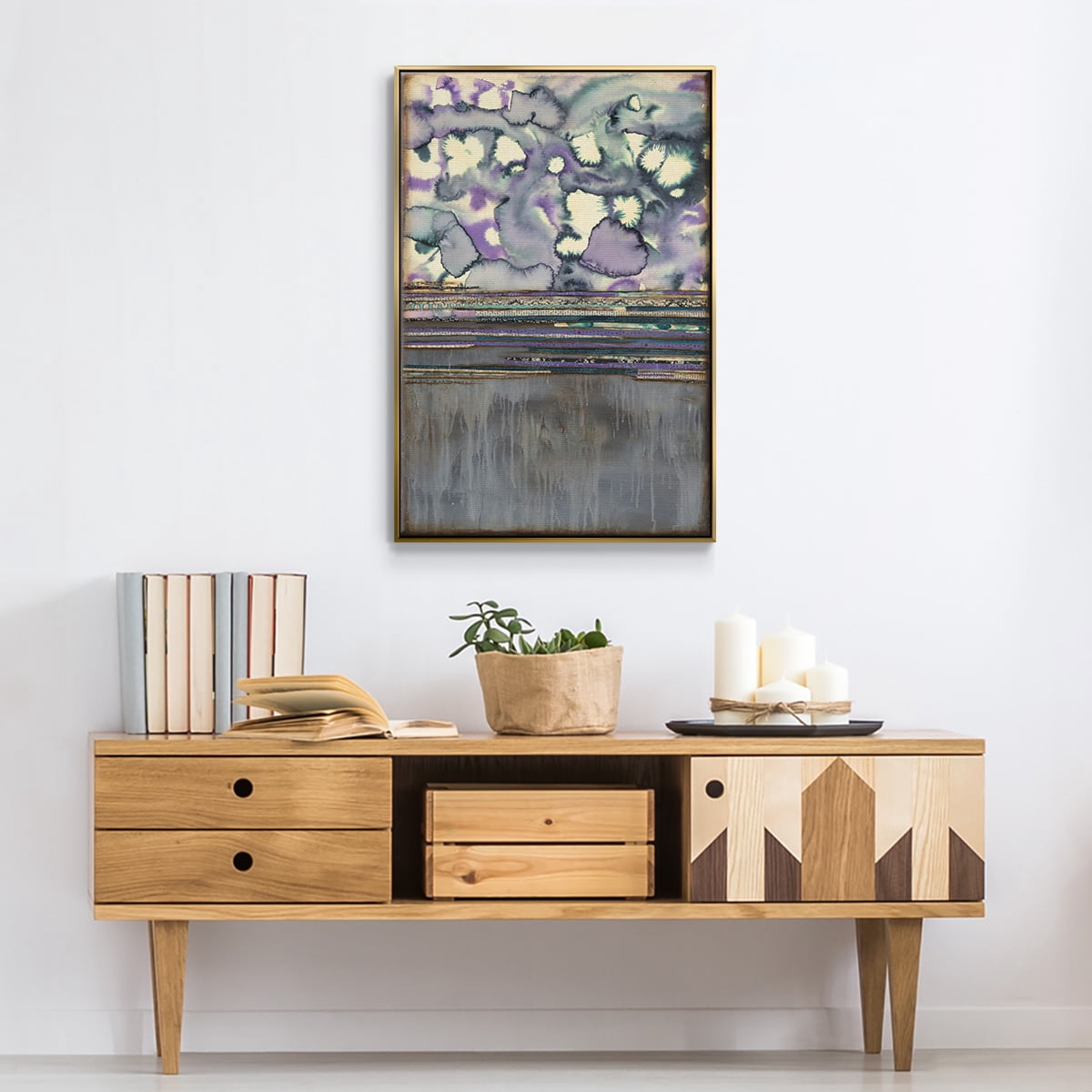 Fireworks Framed Premium Gallery Wrapped Canvas - Ready to Hang - 25 x 37 - Gold Floating Frame
