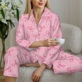thumbnail image 6 of Saiise Pink Bows Print Women Soft Pajama Sets,Long Sleeve Sleepwear Button Up 2-Piece Pjs Lounge Sets-XX-Large, 6 of 7