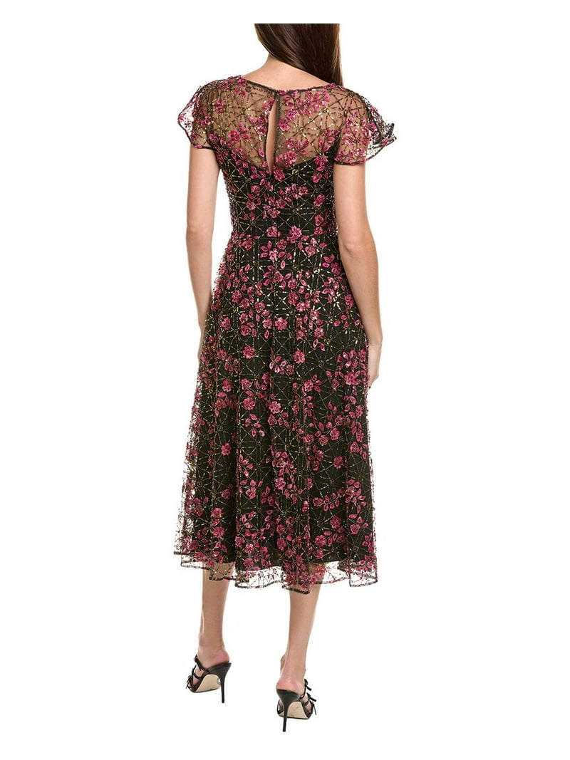knee length dresses for ladies Theia Isla Satin Draped Midi Dress