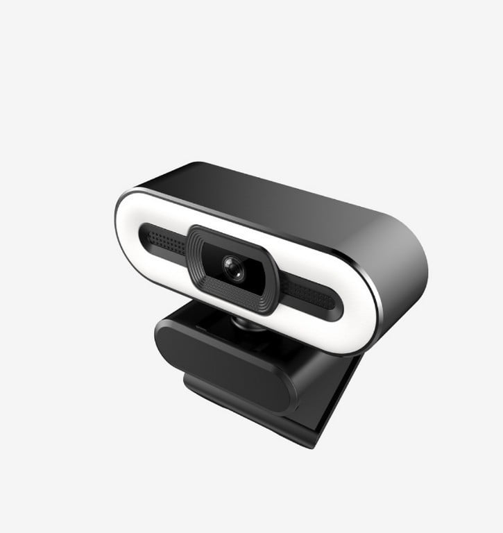1080P HD USB Webcam with Mic, LED Light & Brightness Adjuster for Video Chat & Conference