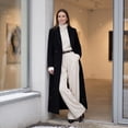 thumbnail image 5 of Rexolia Women's Wool Blend Coat Long Sleeve Notch Lapel Long Trench Fall Winter Office Black Women, 5 of 7