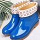 thumbnail image 3 of Botas de lluvia para mujer, antideslizantes, cortas, con punta redonda, de PVC y acolchado azul, talla 36, 3 of 5