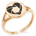 thumbnail image 1 of Stainless Steel Camera Shutter Heart Minimalist Oval Top Polished Statement Ring, 1 of 1