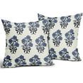 thumbnail image 2 of Navy Blue Floral Throw Pillow Covers 16x16 Dark Blue Chinoiserie Flowers Leaves Birds Monsoon Decorative Pillows Outdoor Linen Farmhouse Cushion Case Pillowcase for Sofa Bed Room Decor Set of 2, 2 of 6