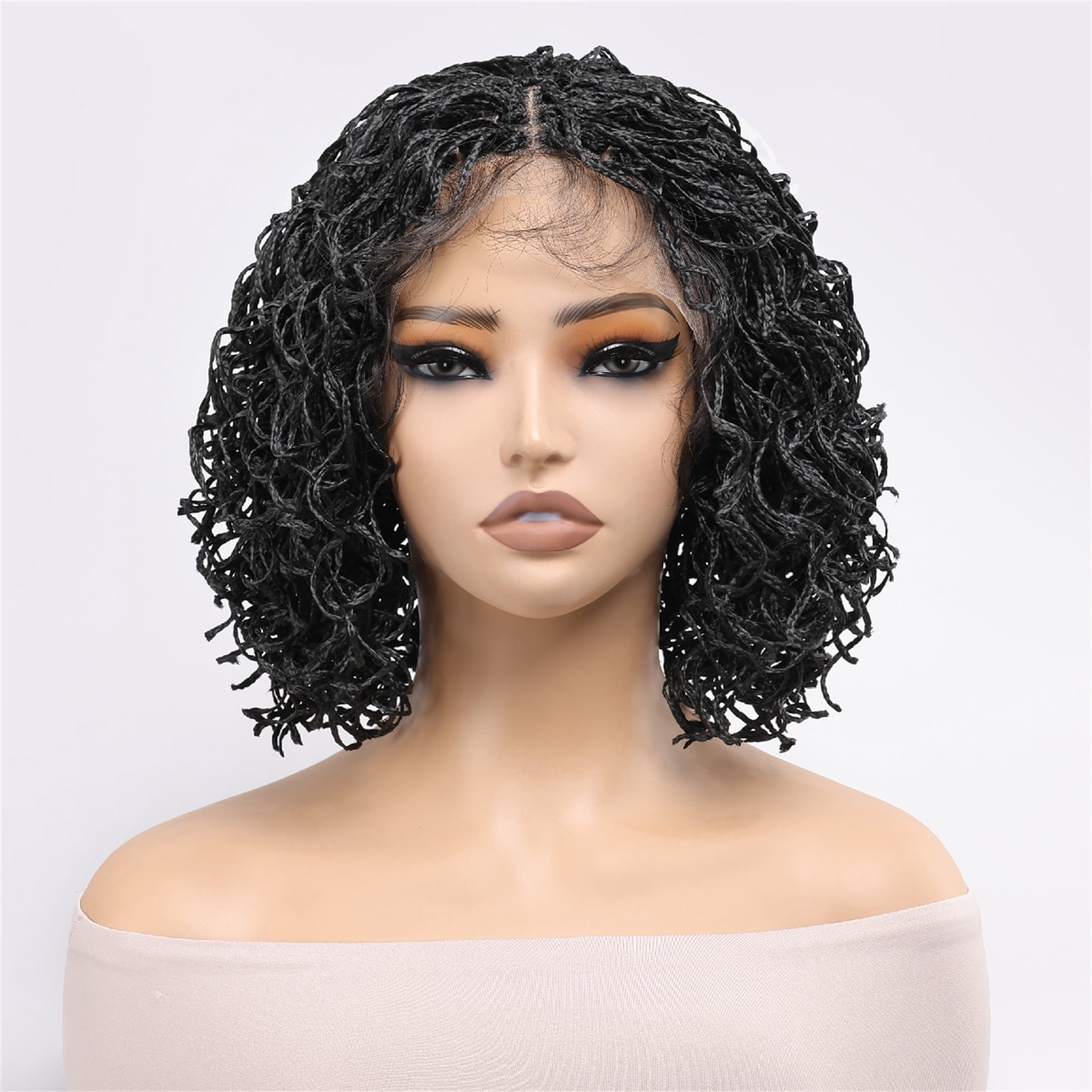 10 In Bbraided Wigs for Black Women, Full Lace Crochet Braids, Glueless Braided Wigs with Baby Hair Faux Locs in Boho Dreadlock Style