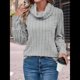 thumbnail image 5 of Suéter Tipo Túnica de Cuello Alto para Mujer, de Larga, de Punto Acanalado, Cómodo, Holgado, Informal, para Otoño Gris L, 5 of 7