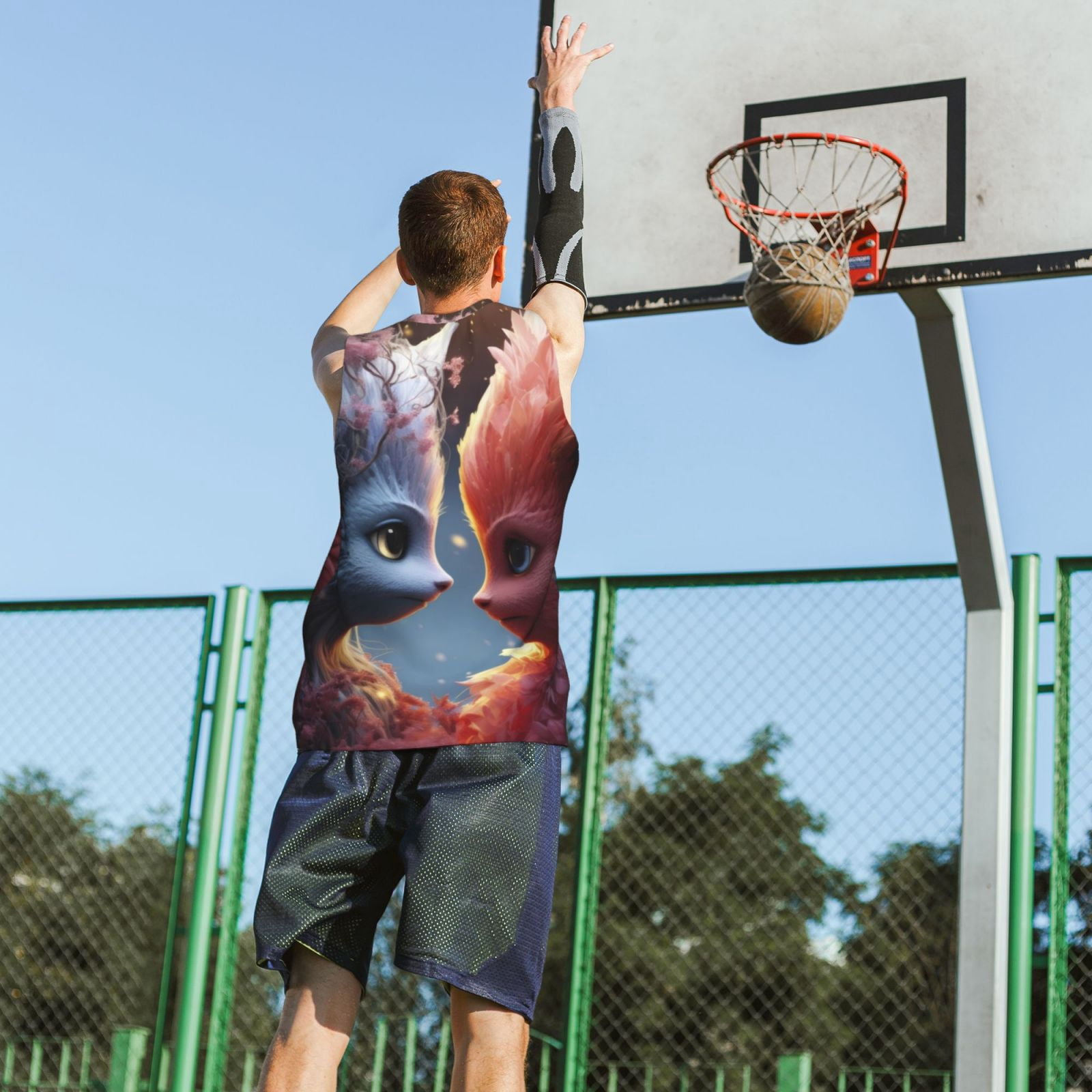 Xecao Cute Red And White Elf print basketball shirt for both men and women, a unisex basketball jersey perfect for theme parties-4X-Large