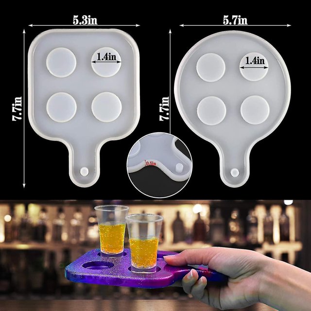 Molde de bandeja rodante para Resin-2 uds, bandeja para servir vasos de chupito, molde de resina, soporte de silicona para copas de vino de 8 agujeros, molde de fundición epoxi Hs