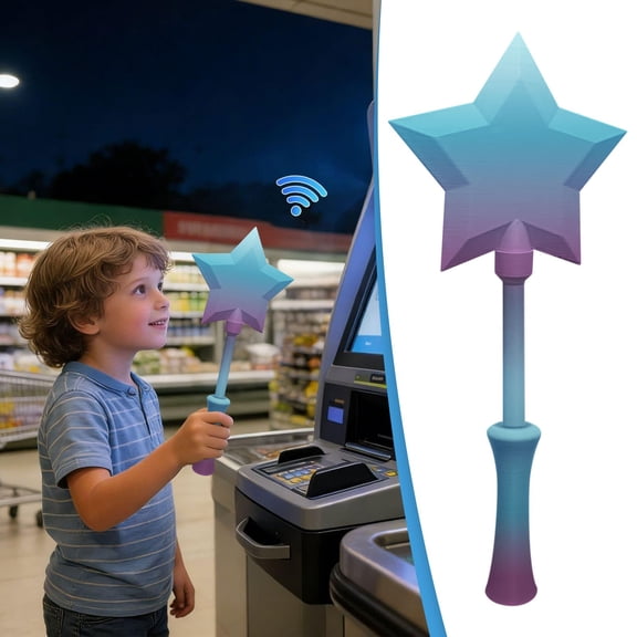 3D Printed Extendable Wand Tap-to-Pay Contactless Card Holder Star Wand for Kids 14–18 Inch Lightweight Gradient Colors Magical Checkout Experience Makeup Organizer